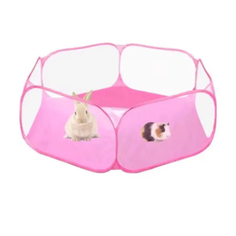 Transparent Portable Pet Cage Tent Dog Cat Playpen Open Folding Yard Fence for Hamster Rabbit Guinea Pig Small Pet Cage