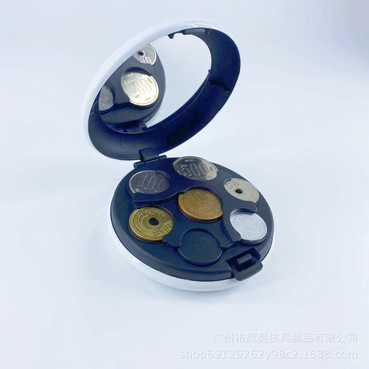 Round Japanese Coin Dispenser Storage Coins Purse Wallet Holders Storage Box Aluminum Alloy Plastic Coins Purse Wallet Holders