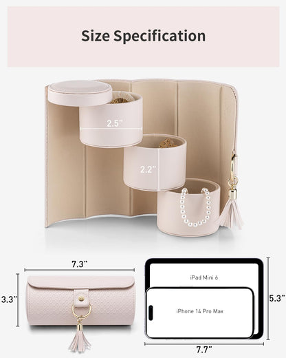 Jewelry Box for Mothers Day Gifts, Travle Jewelry Organizer, Bridal Shower, Bridesmaid Gifts for Wedding Day, Bridesmaid Proposal Gifts, Travel Jewelry Case - Light Pink