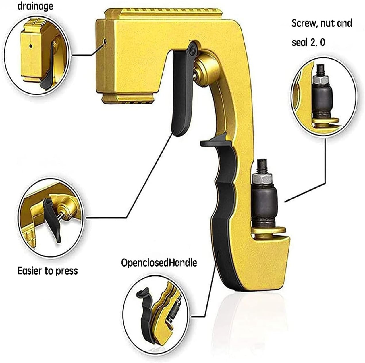 Champagne Gun，Champagne Gun for Parties - Lightweight Plastic Sprayer with Adjustable Rubber Plug，Portable &Safe Beer Shooter for Birthdays, Weddings，Easy Clean & Reusable(Gold)