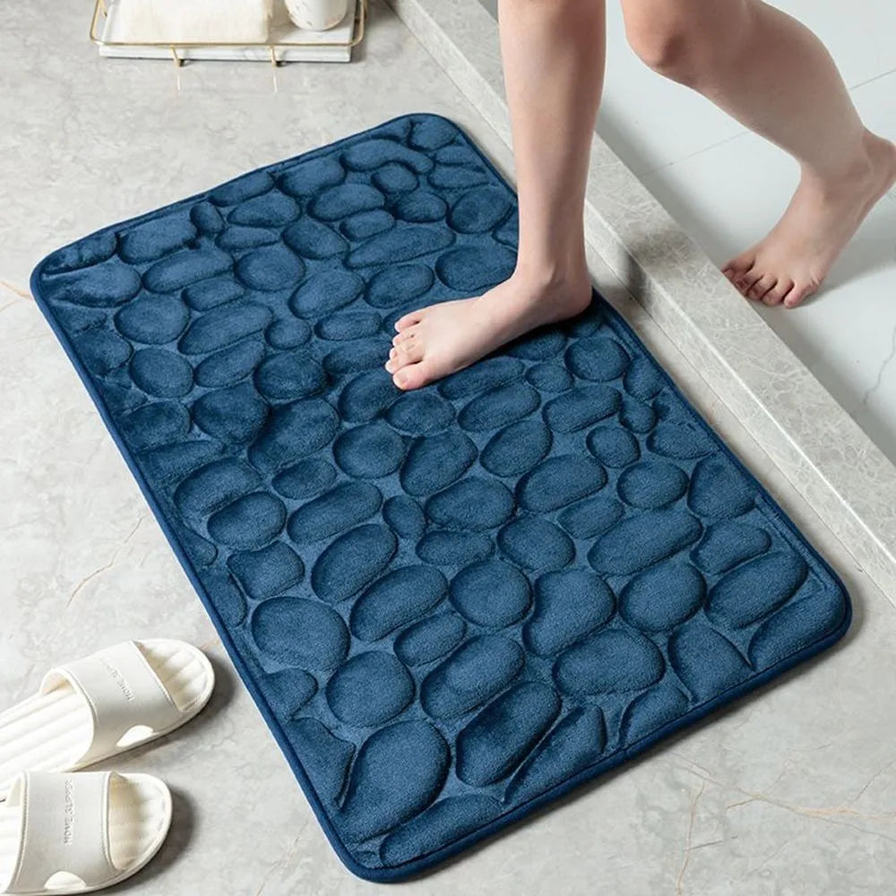 Cobblestone Embossed Bath Mat Non-Slip Carpets Water Absorption Washable Bathtub Floor Rug Shower Doormat Bathroom Decor