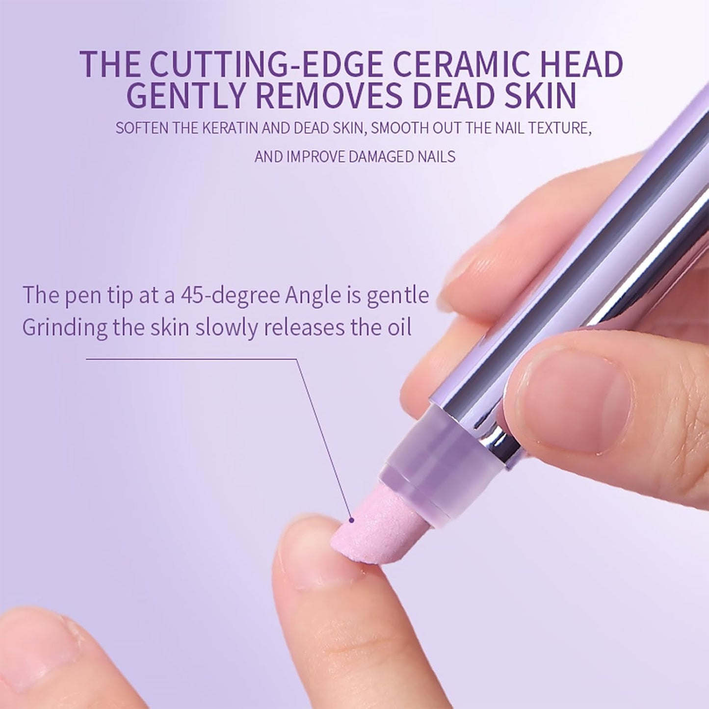 Ceramic Cuticle Oil Pusher Pen: 3-In-1 Nail Cuticle Remover Oil Pen with Tools - Nail Care Oil Cuticle Pusher with Ceramic Tip for Hangnails & Dry & Damaged Nail