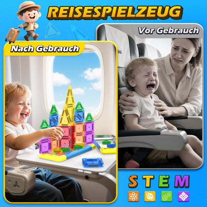 Mini Magnetic Tiles Travel Toddler Toys with Metal Tin Portable STEM Building Kids Toys for 3 4 5 6 7 8+ Years Old Boys & Girls & Birthday Gifts