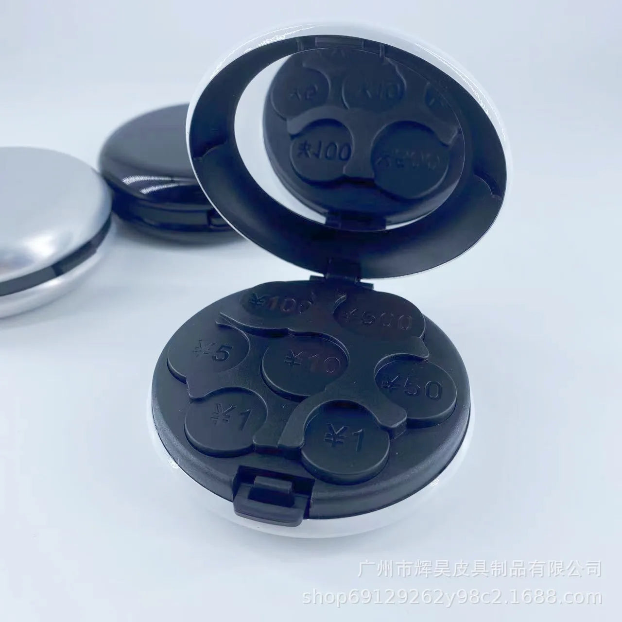 Round Japanese Coin Dispenser Storage Coins Purse Wallet Holders Storage Box Aluminum Alloy Plastic Coins Purse Wallet Holders