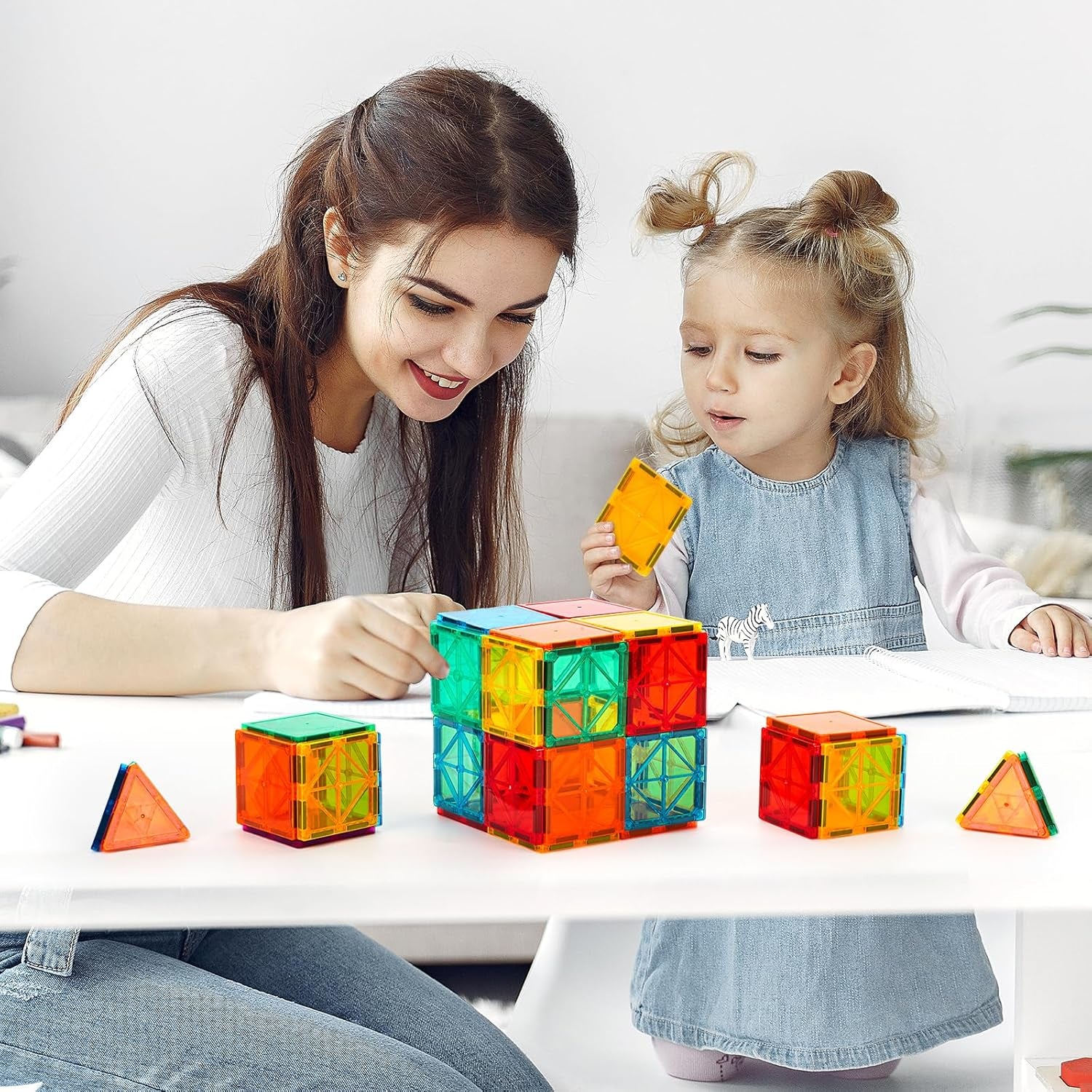 Magnetic Tiles, 100PCS Building Blocks, STEM Magnets Building Toy Set, Preschool Kindergarten Construction Stacking Toy, School Teacher Supplies, Classroom Must Haves
