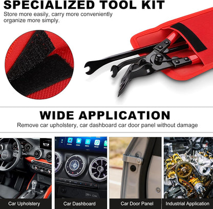 3 PCS Clip Removal Tool,Clip Pliers Fastener Remover,Car Trim Rivet Removal Pry Tool for Automotive Door Panel,Upholstery,Dashboard Red