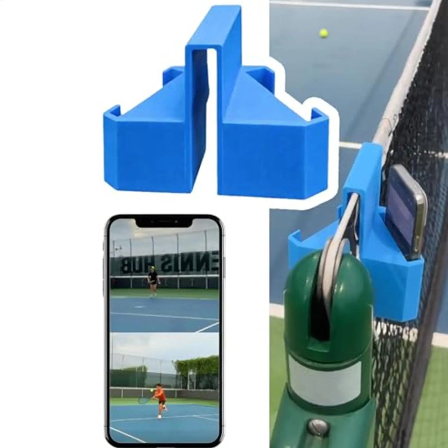 Fence Phone Mount Portable Clamp 3D Printed Tennis Camera Holder for Match Analysis Court Practice Live Streaming Sports