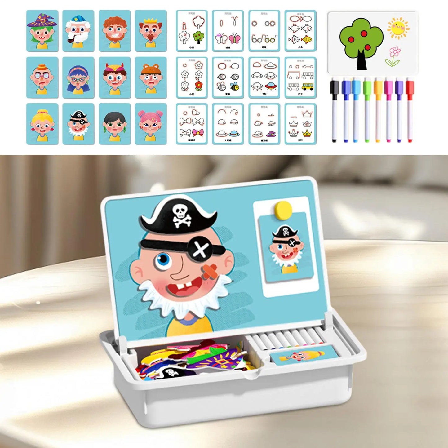 Magnetic Puzzles Face Dress up Travel Game Preschool Educational STEM Fine Motor Learning Activities for Home Airplane Travel