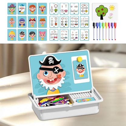 Magnetic Puzzles Face Dress up Travel Game Preschool Educational STEM Fine Motor Learning Activities for Home Airplane Travel