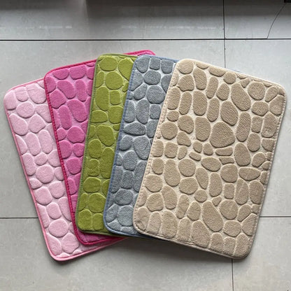 Cobblestone Embossed Bath Mat Non-Slip Carpets Water Absorption Washable Bathtub Floor Rug Shower Doormat Bathroom Decor