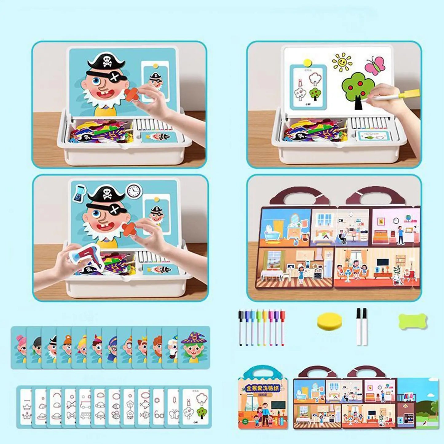 Magnetic Puzzles Face Dress up Travel Game Preschool Educational STEM Fine Motor Learning Activities for Home Airplane Travel