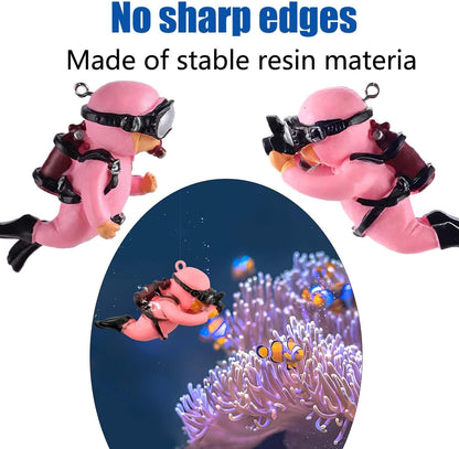 2-Pack Tank Decorations, Cute Little Diver, Aquarium Decoration Accessories Ornaments with Float Ball, Playmate for Tank Suitable for All Kinds of Fish and Tanks (Pink)