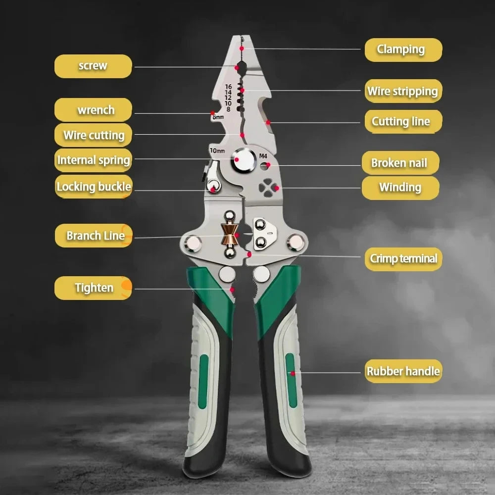 Foldable Wire Stripper Multifunctional Wire Stripper Wire Stripping Pliers Crimper Wire Crimping Tool for Electricians Home DIY
