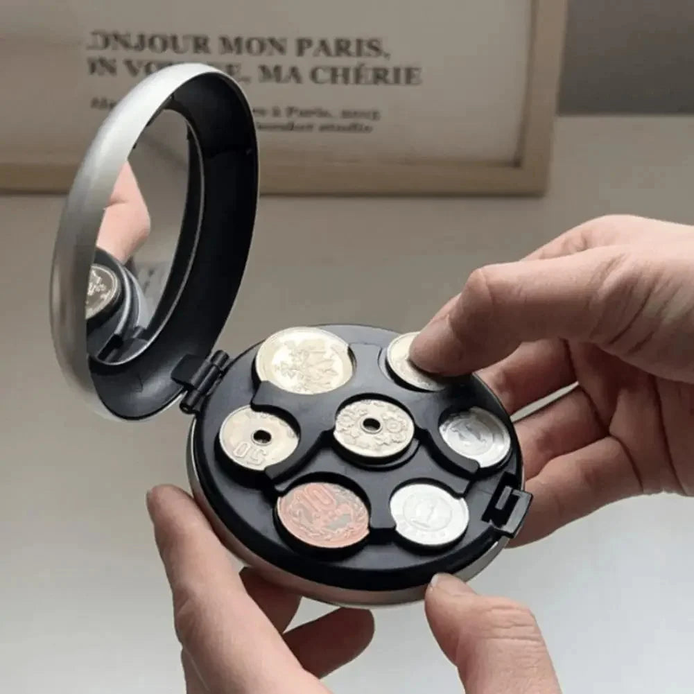 Round Japanese Coin Dispenser Storage Coins Purse Wallet Holders Storage Box Aluminum Alloy Plastic Coins Purse Wallet Holders