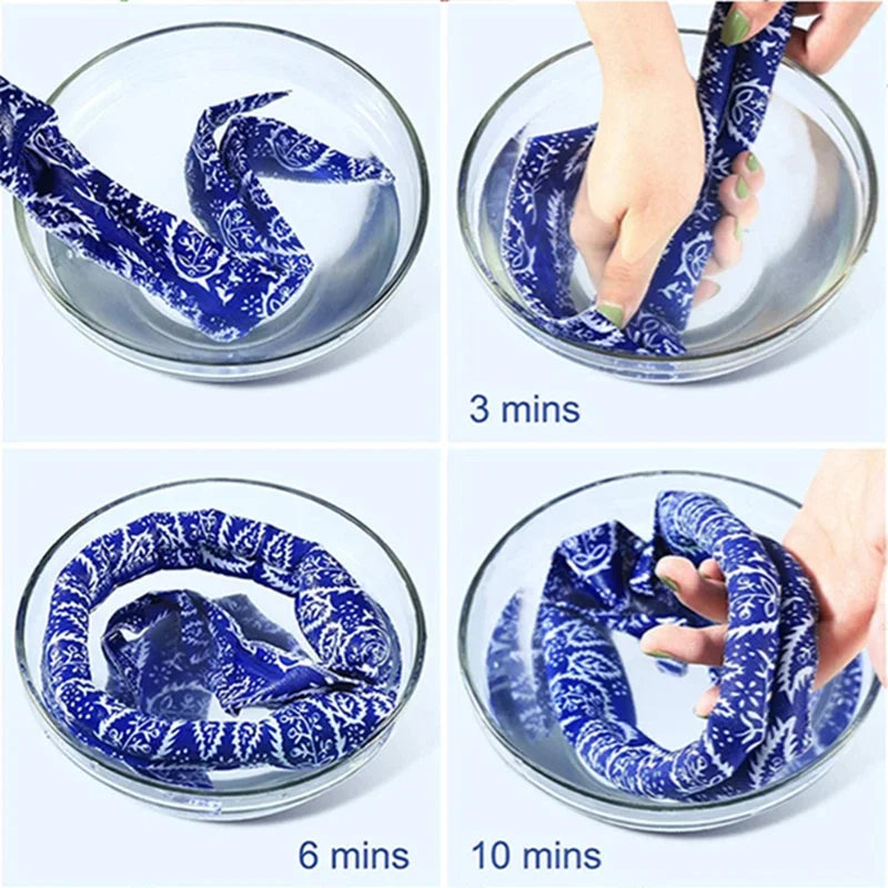 Outdoor Summer Ice Cooling Scarf Neck Wrap Headband Cooling Bandana Scarf Sports Headband Towel Wristband Sun Protection Scarf