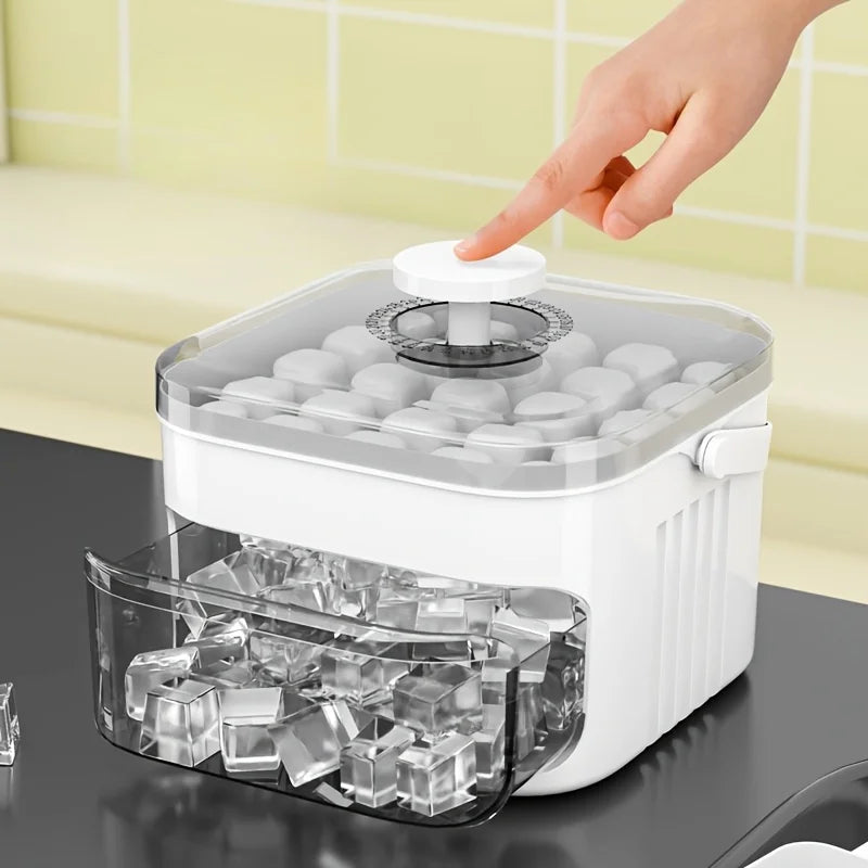Asuwei 50-Cube Ice Maker Extra Large, Double-Layer Tray with Lid, Food-Safe Material, Easy Ice Release, Ideal for Parties Drinks