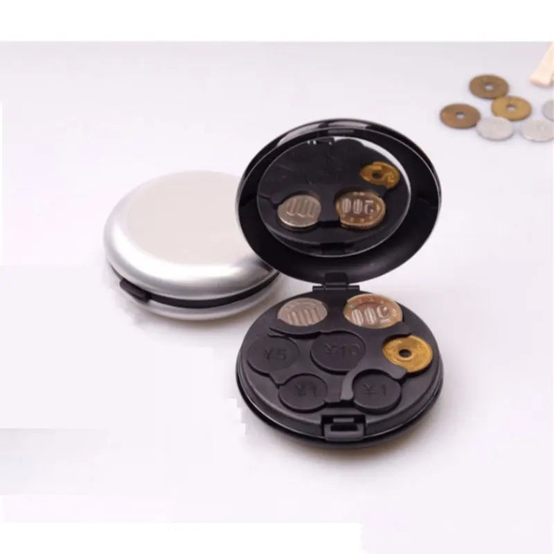 Round Japanese Coin Dispenser Storage Coins Purse Wallet Holders Storage Box Aluminum Alloy Plastic Coins Purse Wallet Holders