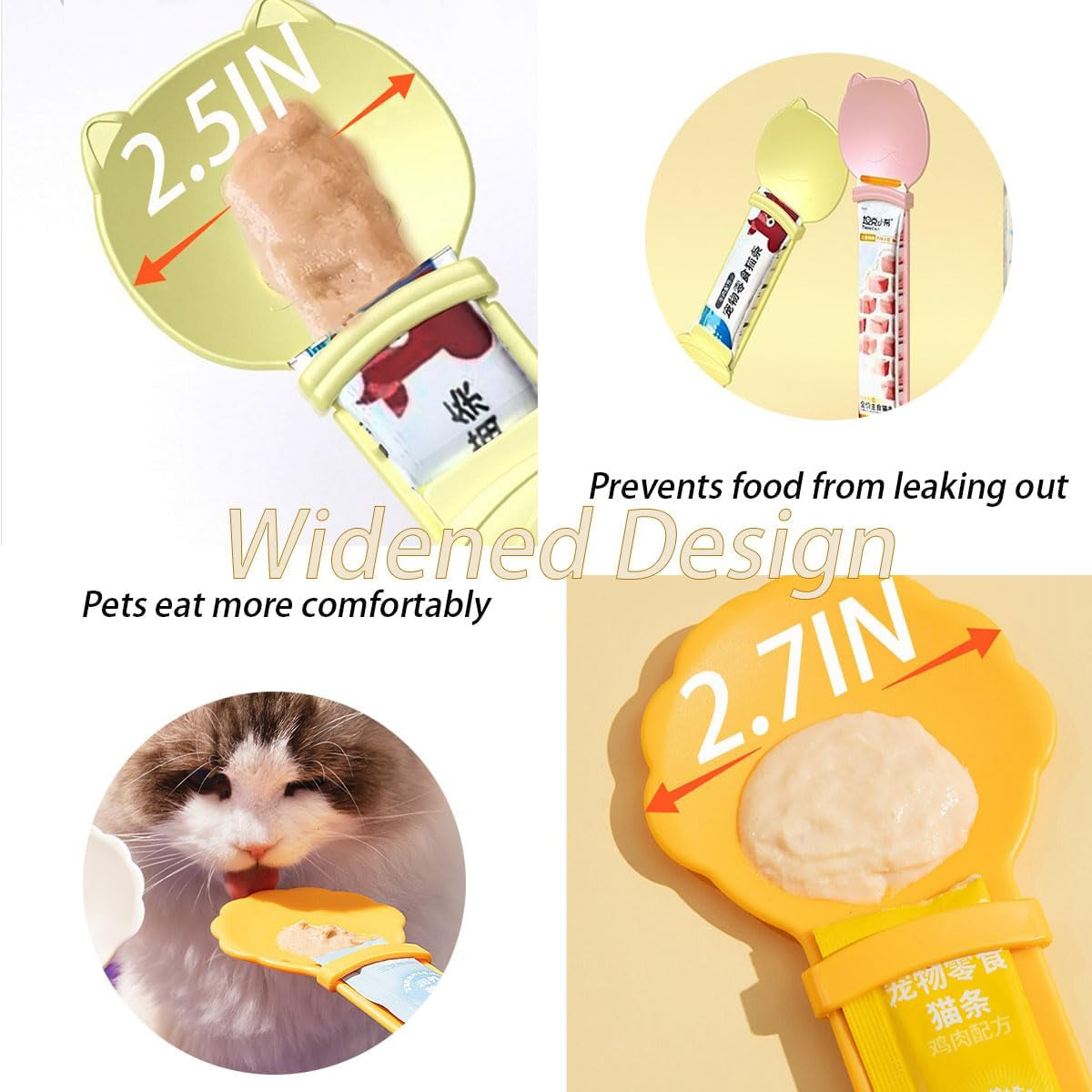 4 Pack Cat Strip Feeder Spoon Cat Wet Treats Dispense Spoon, Cat Stripe Squeeze Spoon, Pet Supplies Cat Food Spoon for Cat Liquid Snack Lickable Cat Feeding