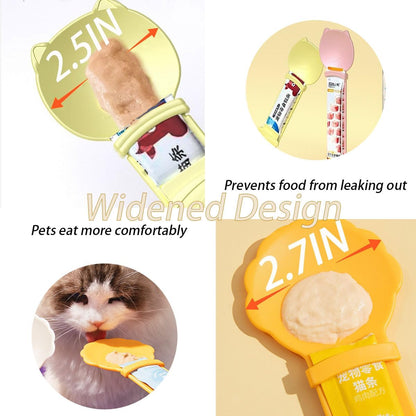 4 Pack Cat Strip Feeder Spoon Cat Wet Treats Dispense Spoon, Cat Stripe Squeeze Spoon, Pet Supplies Cat Food Spoon for Cat Liquid Snack Lickable Cat Feeding