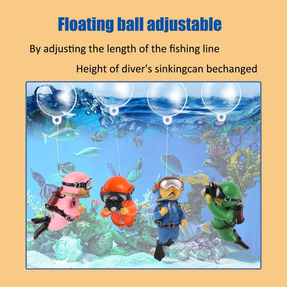 2-Pack Tank Decorations, Cute Little Diver, Aquarium Decoration Accessories Ornaments with Float Ball, Playmate for Tank Suitable for All Kinds of Fish and Tanks (Pink)