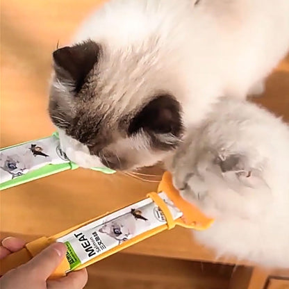 4 Pack Cat Strip Feeder Spoon Cat Wet Treats Dispense Spoon, Cat Stripe Squeeze Spoon, Pet Supplies Cat Food Spoon for Cat Liquid Snack Lickable Cat Feeding