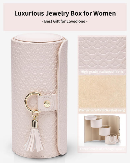 Jewelry Box for Mothers Day Gifts, Travle Jewelry Organizer, Bridal Shower, Bridesmaid Gifts for Wedding Day, Bridesmaid Proposal Gifts, Travel Jewelry Case - Light Pink
