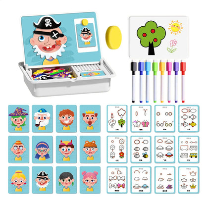 Magnetic Puzzles Face Dress up Travel Game Preschool Educational STEM Fine Motor Learning Activities for Home Airplane Travel