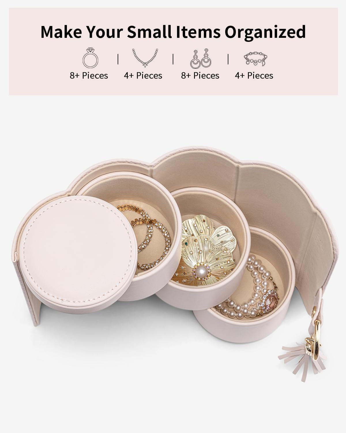 Jewelry Box for Mothers Day Gifts, Travle Jewelry Organizer, Bridal Shower, Bridesmaid Gifts for Wedding Day, Bridesmaid Proposal Gifts, Travel Jewelry Case - Light Pink