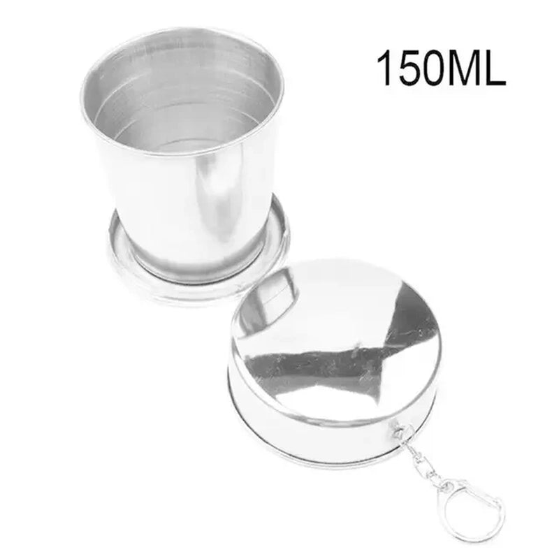 75/150/250ML Stainless Steel Folding Cup Camping Cookware Retractable Cup Teacups Teaware Camp Utensils Tableware Folded Cup New