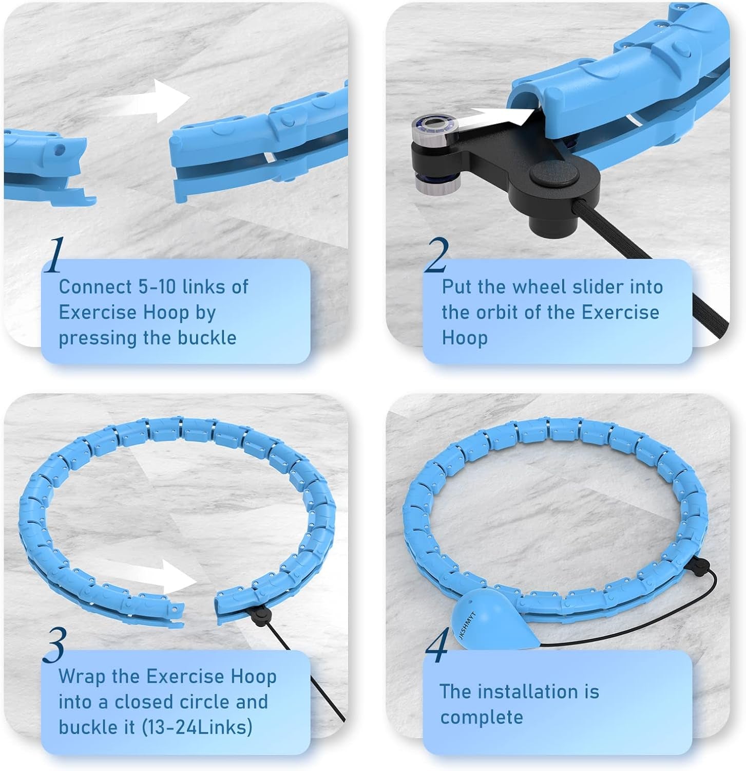 Weighted Hula Circle Hoops for Adults Weight Loss, Infinity Fitness Hoop plus Size 47 Inch, 24 Detachable Links, Exercise Hoop Suitable for Women and Beginners