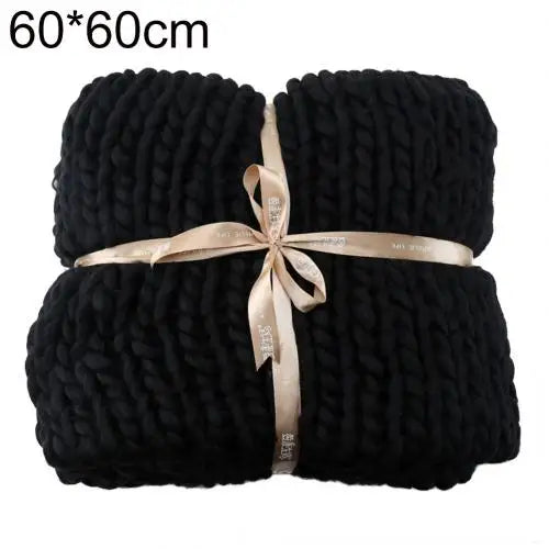 Hand Knitted Throw Blanket Thick Bulky Knitting Yarn Soft Warm Sleep Cover Mat