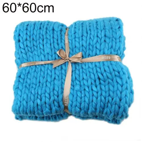 Hand Knitted Throw Blanket Thick Bulky Knitting Yarn Soft Warm Sleep Cover Mat