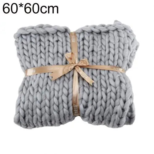 Hand Knitted Throw Blanket Thick Bulky Knitting Yarn Soft Warm Sleep Cover Mat