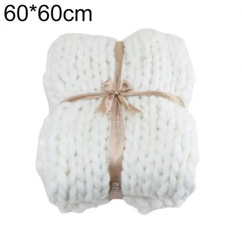 Hand Knitted Throw Blanket Thick Bulky Knitting Yarn Soft Warm Sleep Cover Mat