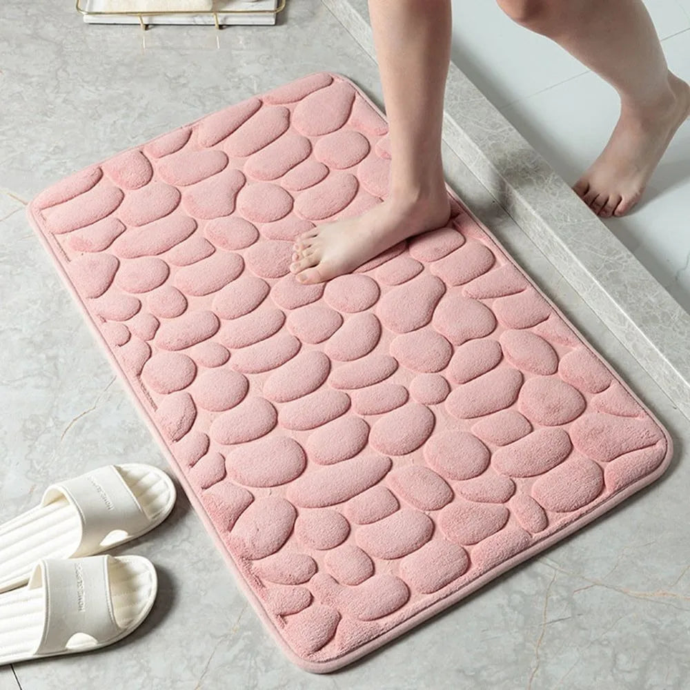 Cobblestone Embossed Bath Mat Non-Slip Carpets Water Absorption Washable Bathtub Floor Rug Shower Doormat Bathroom Decor