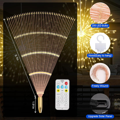 Solar Firework Lights Outdoor, 5 Pack 1000LED Solar Starburst Lights with Remote, 8 Modes Dimmable Waterproof Hanging Fairy Lights for Garden, Patio, Holiday Christmas Decor (Warm White)