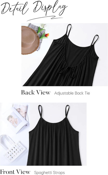 Summer Dresses for Women 2026 Backless Cami Maxi Sundresses Spaghetti Strap Beach Vacation Clothes Swimsuit Coverup