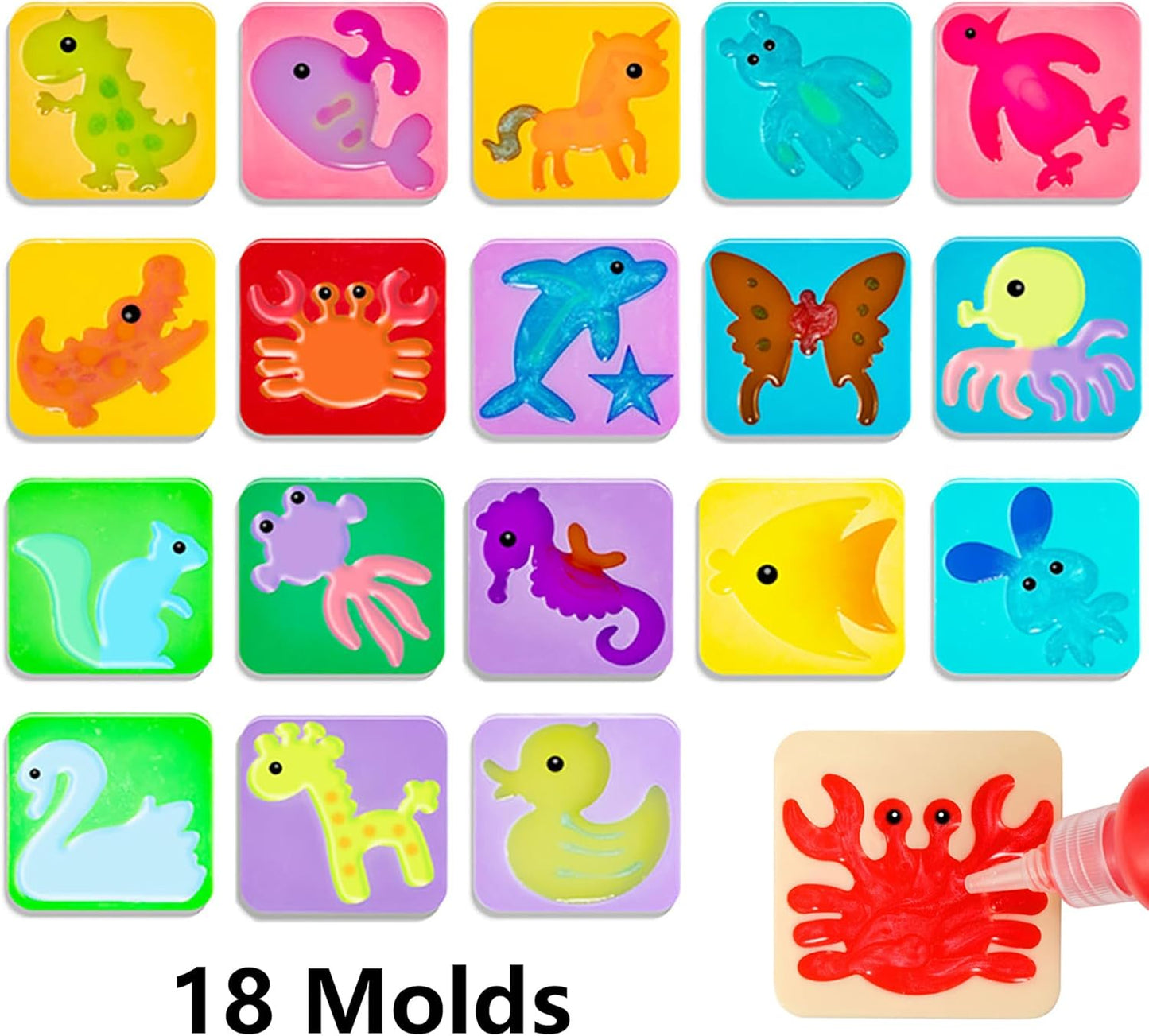 Aqua Fairy Water Gel Kit for Kids, Magic Water Elf Toy Kit with 12 Colors 18 Molds 6 Pack of Magic Powder, Crate Your Own Magic Elf Kit Water Pets Craft Kits for Kids