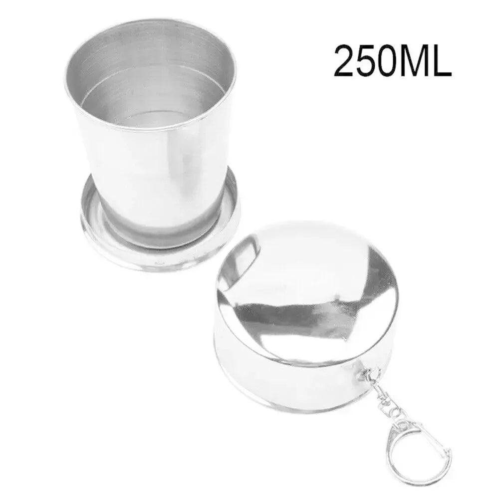 75/150/250ML Stainless Steel Folding Cup Camping Cookware Retractable Cup Teacups Teaware Camp Utensils Tableware Folded Cup New