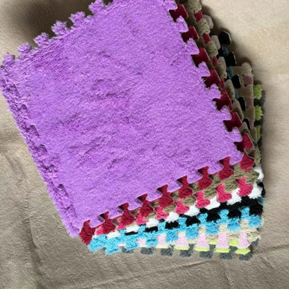 1Pc30X30Cm DIY Jigsaw Shaggy Carpet Living Room Bedroom Soft Floor Area Rug Children Kids Magic Patchwork Plush Mat Baby Playmat