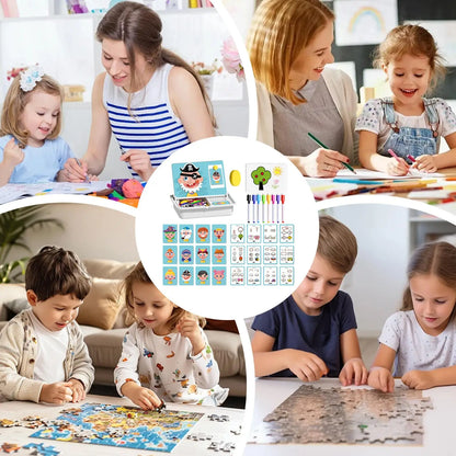 Magnetic Puzzles Face Dress up Travel Game Preschool Educational STEM Fine Motor Learning Activities for Home Airplane Travel