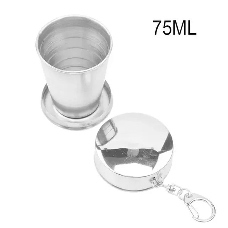 75/150/250ML Stainless Steel Folding Cup Camping Cookware Retractable Cup Teacups Teaware Camp Utensils Tableware Folded Cup New