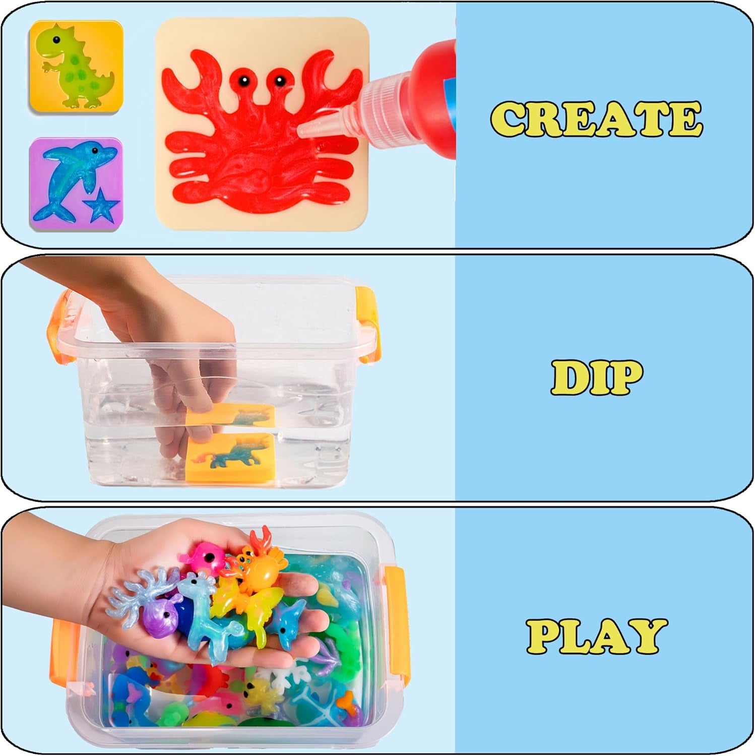 Aqua Fairy Water Gel Kit for Kids, Magic Water Elf Toy Kit with 12 Colors 18 Molds 6 Pack of Magic Powder, Crate Your Own Magic Elf Kit Water Pets Craft Kits for Kids