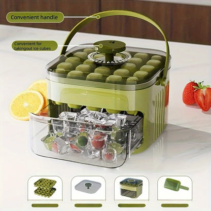 Asuwei 50-Cube Ice Maker Extra Large, Double-Layer Tray with Lid, Food-Safe Material, Easy Ice Release, Ideal for Parties Drinks
