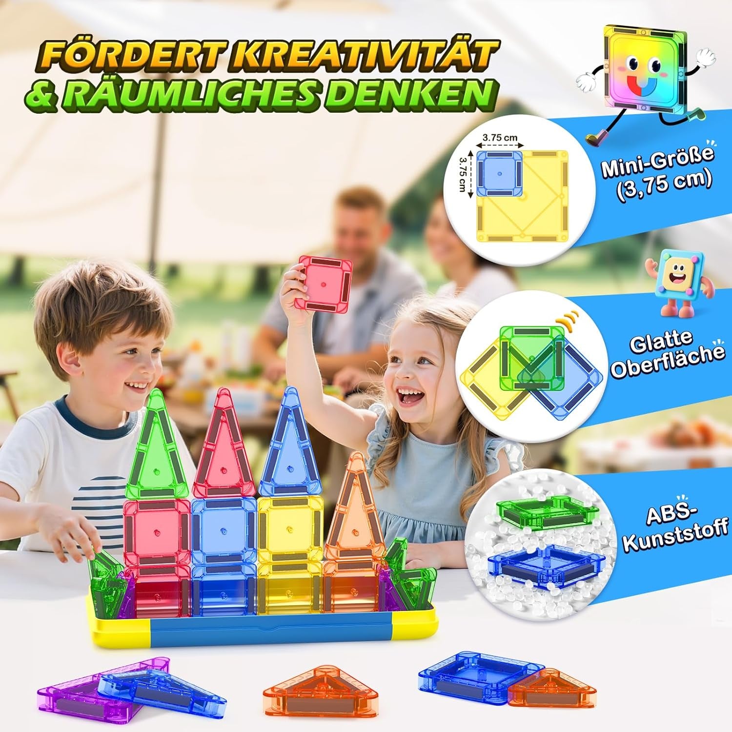 Mini Magnetic Tiles Travel Toddler Toys with Metal Tin Portable STEM Building Kids Toys for 3 4 5 6 7 8+ Years Old Boys & Girls & Birthday Gifts