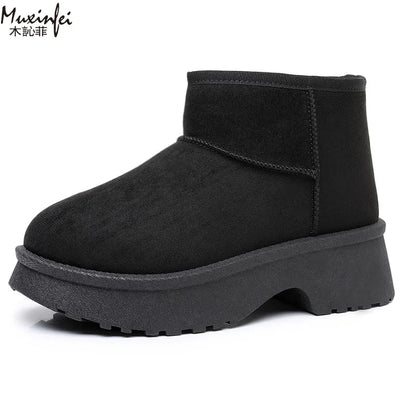 Women'S Snow Boots Fashionable with Thick Velvet and Height Increasing Cotton Shoes for Women'S Lightweight Short Boots